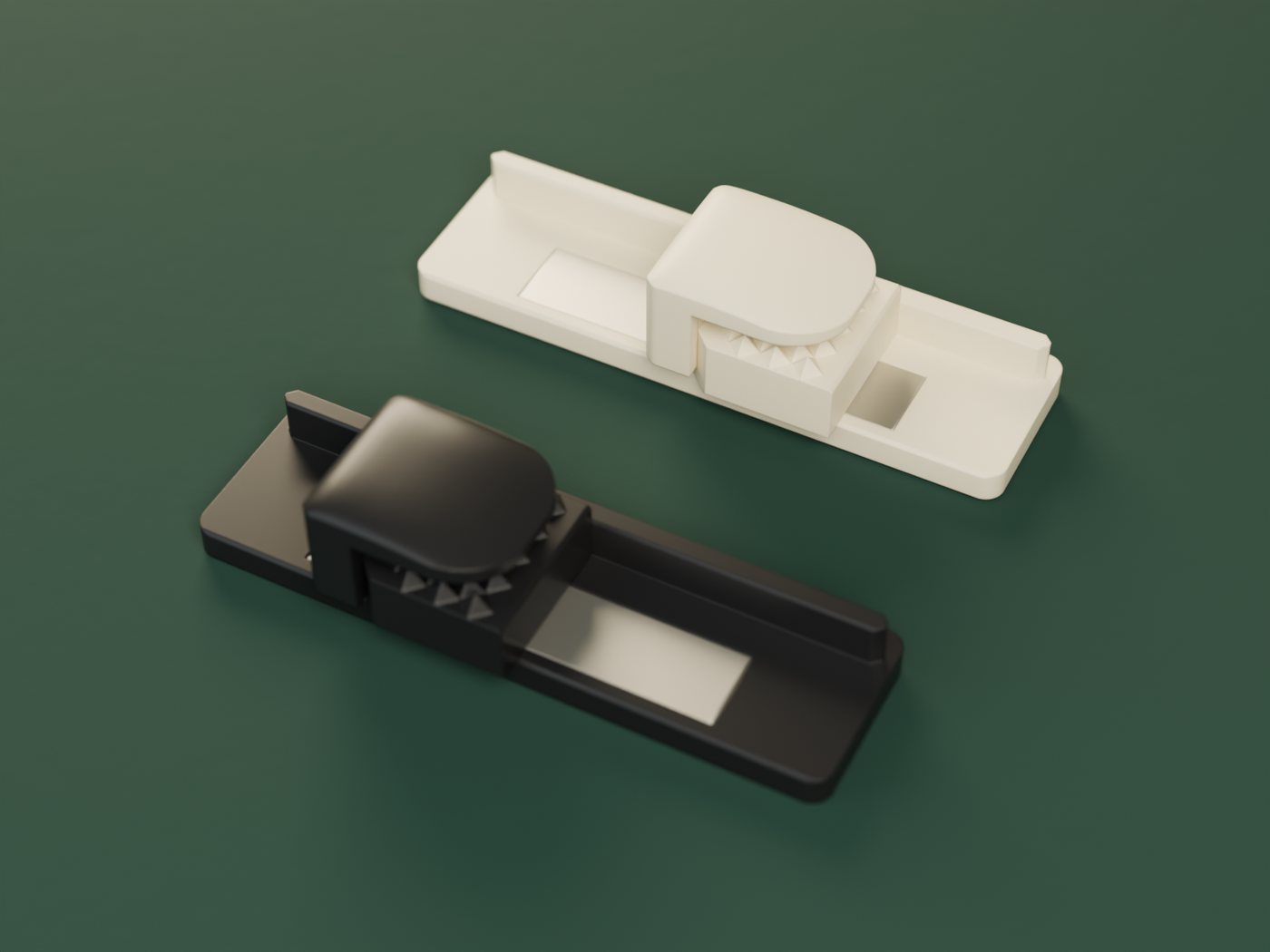 One ivory and one black wall mount with clamp, side by side